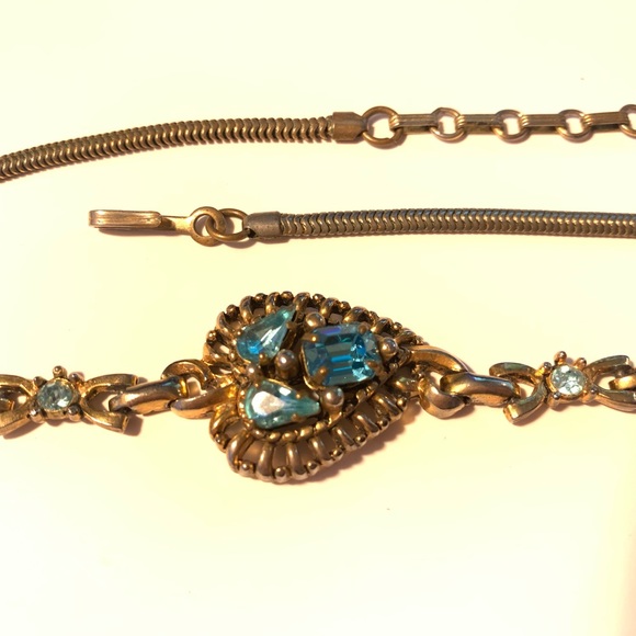 Vintage 1950s Barclay Blue Rhinestone Bracelet - Picture 4 of 6